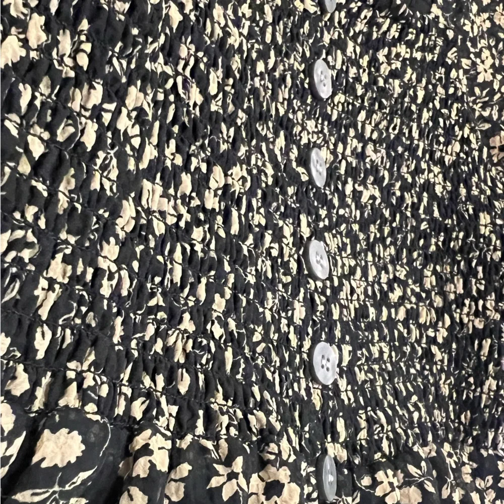Madewell Dress - Black floral midi dress with front slit - Picture 3 of 11